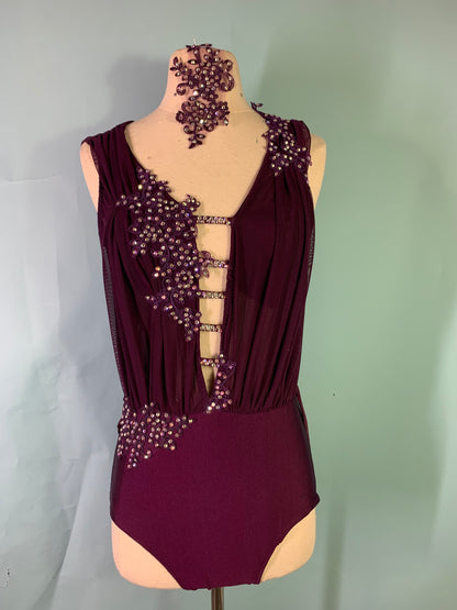 SAGE merlot draped dance costume