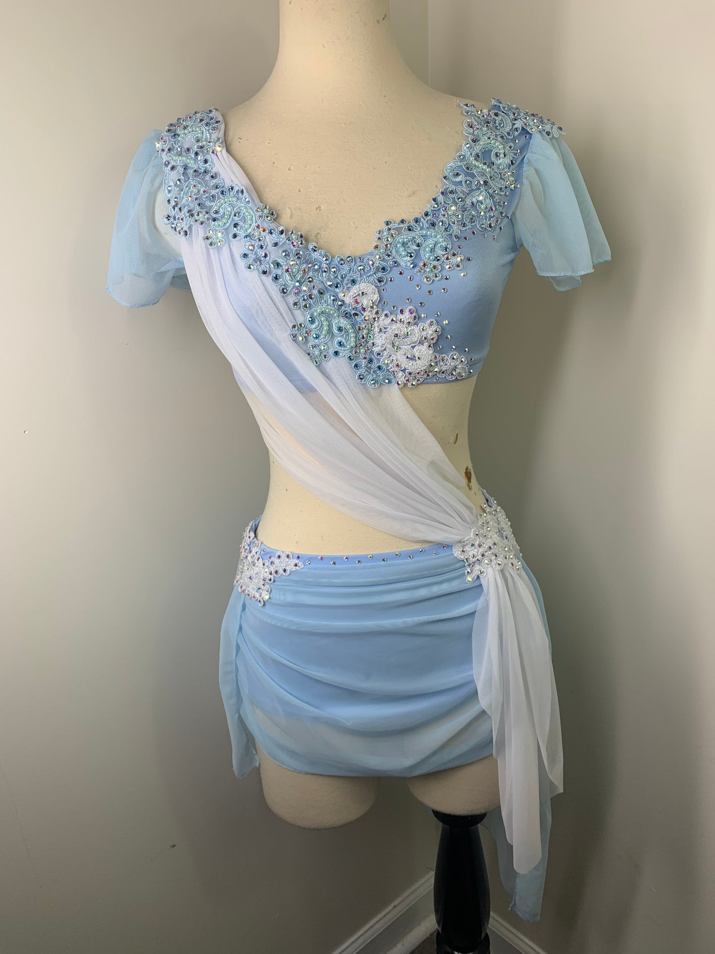 SA sky blue and white lyrical dance costume
